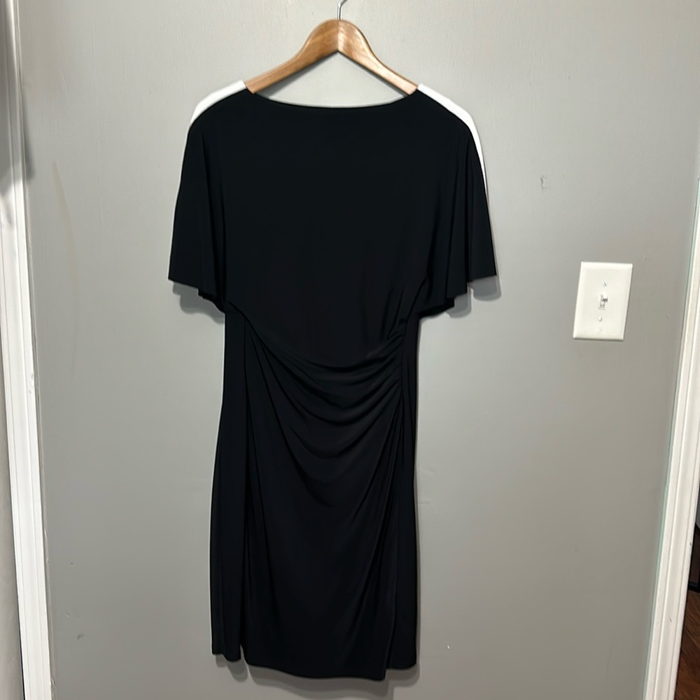 LAUREN Ralph Lauren Black/White Midi Dress Very Flattering Size 10 EUC!!